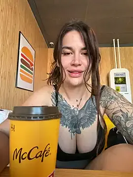 StripChat TattooGirlAlia is Freechat TattooGirlAlia — Boobs out in the macdonalds
